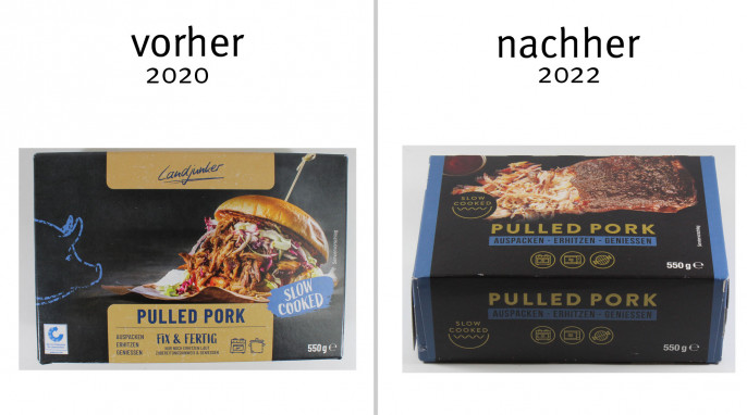 Alt: Landjunker Pulled Pork Fix & fertig, 2020; neu: Pulled Pork, 2022 