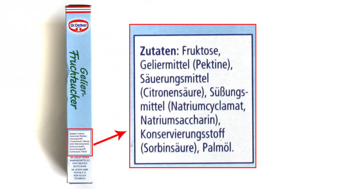 Zutaten, Dr. Oetker Gelier-Fruchtzucker