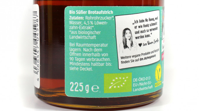 Zutaten, dm Bio Veganer No Honey, Honigalternative
