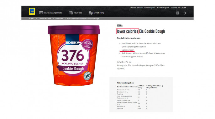 Angebot Edeka 376 Cookie Dough Eis, edeka.de, 14.07.2022