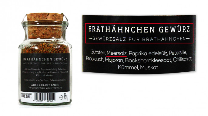 Zutaten, Ankerkraut Brathähnchen Gewürz