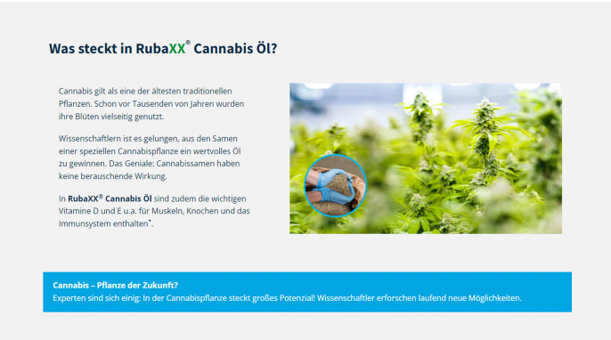 Werbung, RubaXX® Cannabis Öl, rubaxx-cannabis.de, 19.04.2022