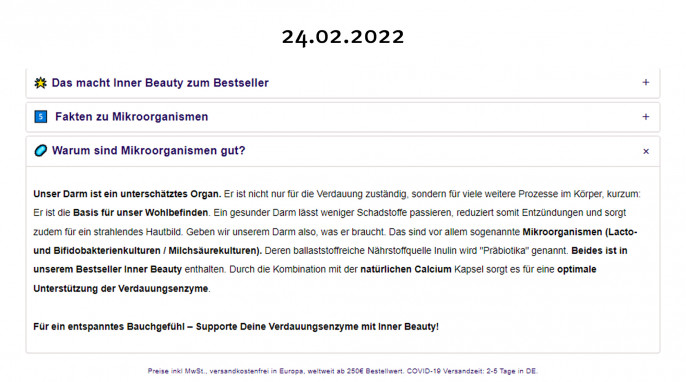 Werbung, Her1 Inner Beauty + Digestion Boost, her.one/collections, 24.02.2022 