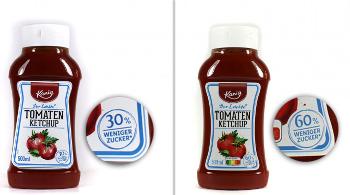 Kania Tomatenketchup Der Leichte* 30 % weniger Zucker und 60 % weniger Zucker