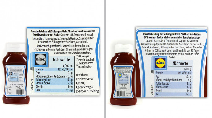 Kania Tomatenketchup Der Leichte* 30 % weniger Zucker und 60 % weniger Zucker 