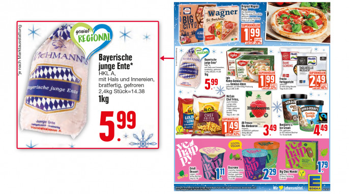 Werbung Bayerische Junge Ente, Edeka 28.11.-03.12.2022, Seite 7