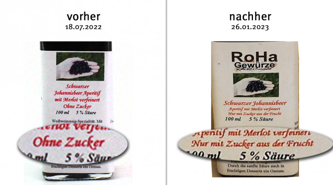 alt: Schwarzer Johannisbeer Aperitif 5 %, roha-gewuerze.de, 18.07.2022; neu: 26.01.2023