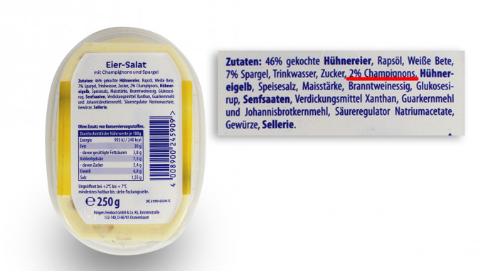 Zutaten, Schlossküche Eier-Salat mit Champignons und Spargel