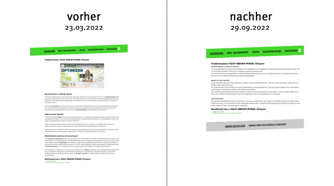 alt: Werbung, Health+ Nährstoff Optimizer, zecplus.de, 23.03.2022; neu: 29.09.2022