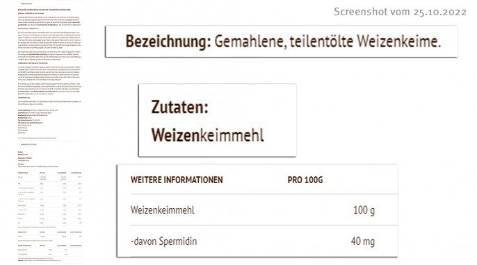 Produktdetails, Spermidin aus Weizenkeimen Bio, vom-achterhof.de, 25.10.2022