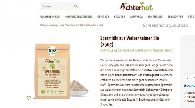Spermidin aus Weizenkeimen Bio, vom-achterhof.de, 25.10.2022 