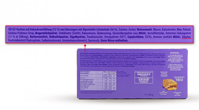 Bezeichnung + Zutaten, Milka Choco Trio