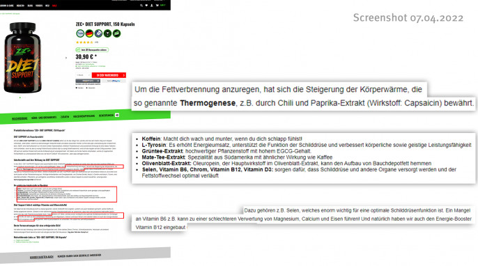 Werbung, Diet Support, zecplus.de, 07.04.2022