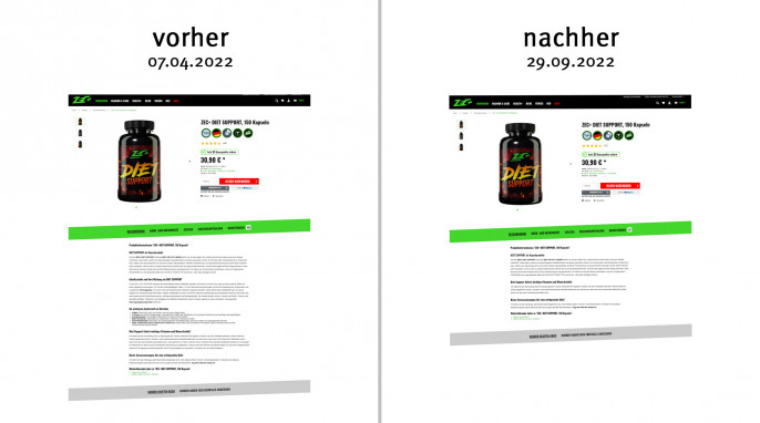 alt: Werbung, Diet Support, zecplus.de, 07.04.2022; neu: 29.09.2022