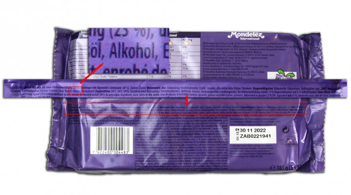 Bezeichnung + Zutaten, Milka Tender Milch 