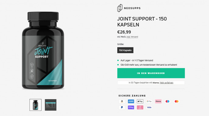 Neosupps Joint Support, neosupps.com, 05.05.2022 