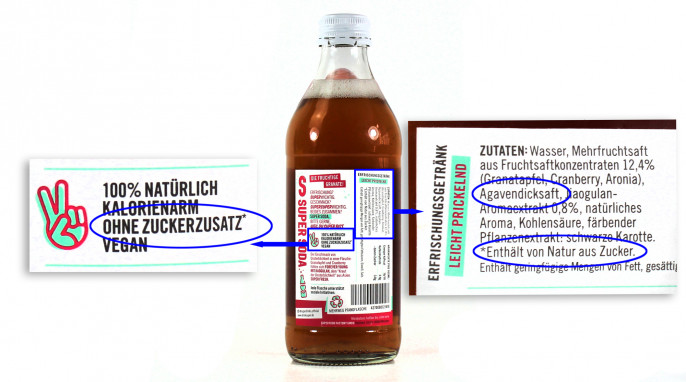 Rückseite, Super Soda, Beispiel Sorte Granatapfel Jiaogulan  