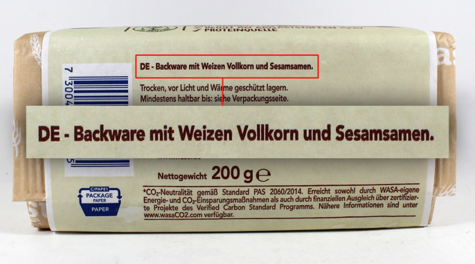 Bezeichnung, Wasa Sesam & Vollkorn