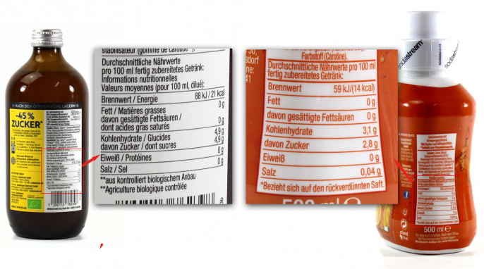 Nährwerte, Sodastream Getränkesirup Orange, Bio -45 % Zucker und klassisch