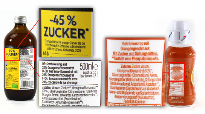 Zutaten, Sodastream Getränkesirup Orange, Bio, - 45 % Zucker und klassisch