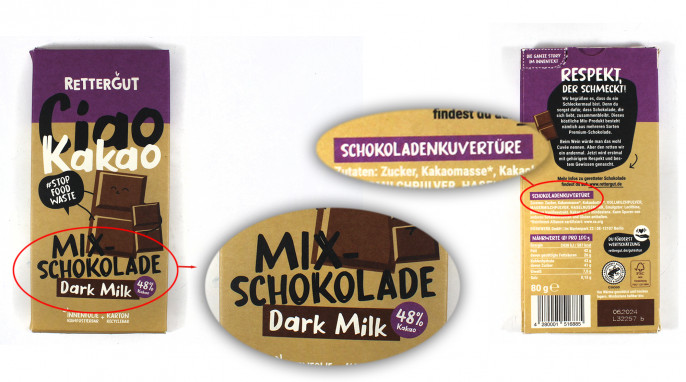 Bezeichnung, Rettergut Mixschokolade Dark Milk 