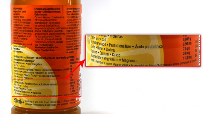 Rückseite, ganic® Vitamin-Booster Mango Citrus