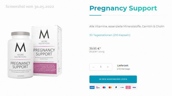 More Nutrition Pregnancy Support, morenutrition.de, 30.05.2022 