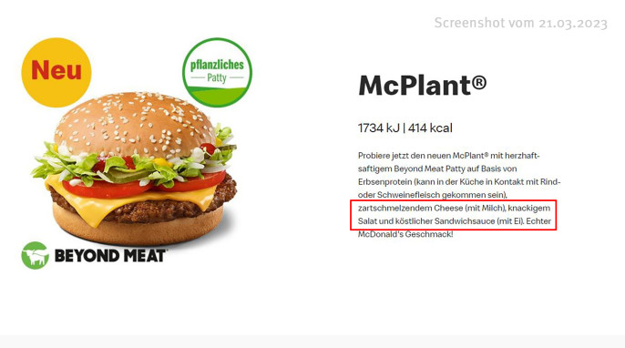 Werbung für McPlant, mcdonalds.com, 21.03.2023