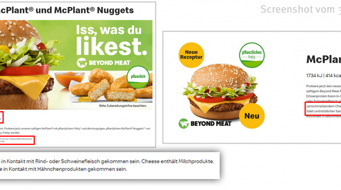 Werbung für McPlant, mcdonalds.com, 30.05.2023 Werbung für McPlant, mcdonalds.com, 30.05.2023