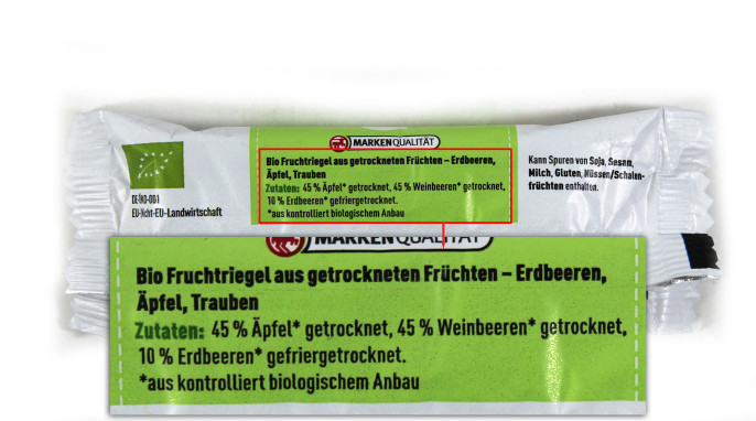 Zutaten, Enerbio Fruchtriegel Erdbeere