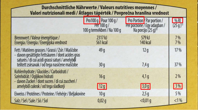 Nährwerte Schokolade