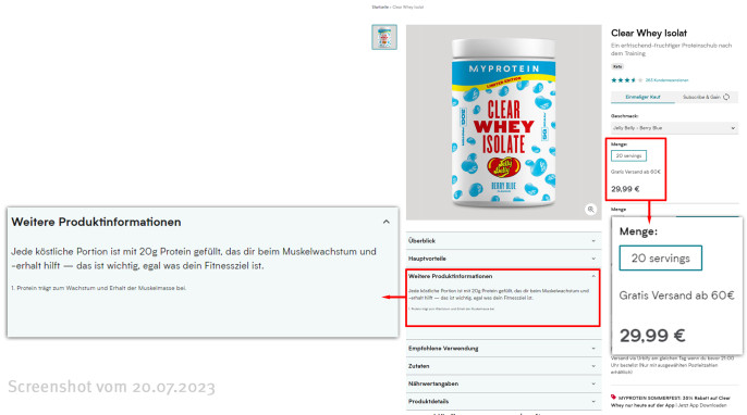 MyProtein Clear Whey Isolate, myprotein.com, 20.07.2023