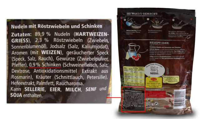 Zutaten, Maggi Wirtshaus Schinken-Nudeln