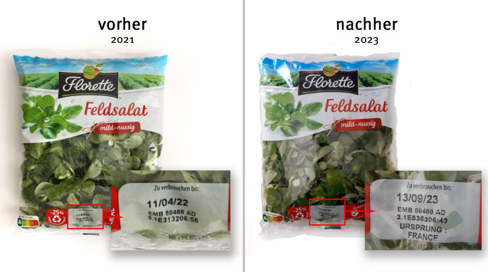 alt: Florette Feldsalat, 2021; neu: 2023 