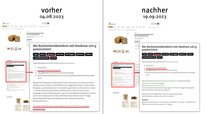 alt: Bio Buchweizenkeimbrot Hanfsaat, baeckerei-spiegelhauer.de, 04.08.2023; neu: 19.09.2023