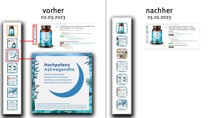 Produktbeschreibung, Alpha Foods Hochpotenz Ashwagandha, amazon.de, 02.03.2023; neu: 23.10.2023