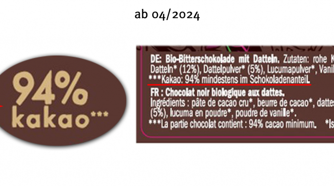 Love Chock Extra Pur 94 % Kakao, Herstellerfoto, ab 04/2024
