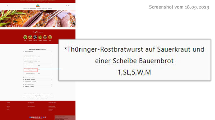 Wochenkarte, Thüringer Rostbratwurst/Thüringer Roster, metzgerei-franz-gmbh.de, 18.09.2023