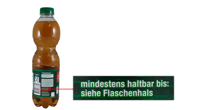 Hinweis Mindesthaltbarkeitsdatum, Edeka Gut und Günstig Apfelsaft 