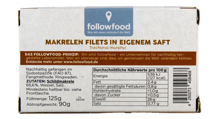 Rückseite, followfood Makrelen Filets 
