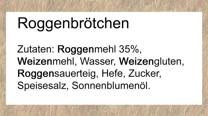 Zutaten, Roggenbrötchen, anbieterneutral