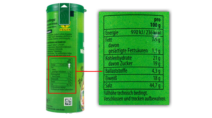 Nährwertangaben, Knorr Kräuterlinge Würzmischung Gartenkräuter, 2023