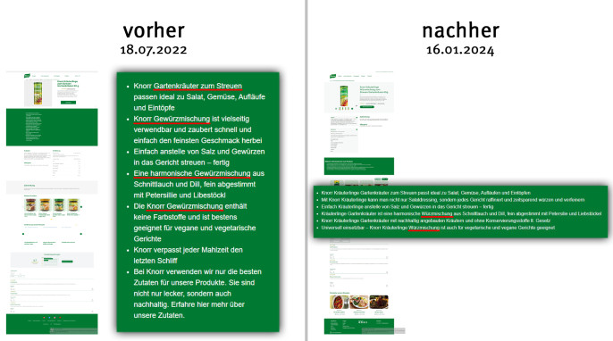 alt: Werbung, Knorr Kräuterlinge, knorr.com, 22.11.2021; neu: 16.01.2024