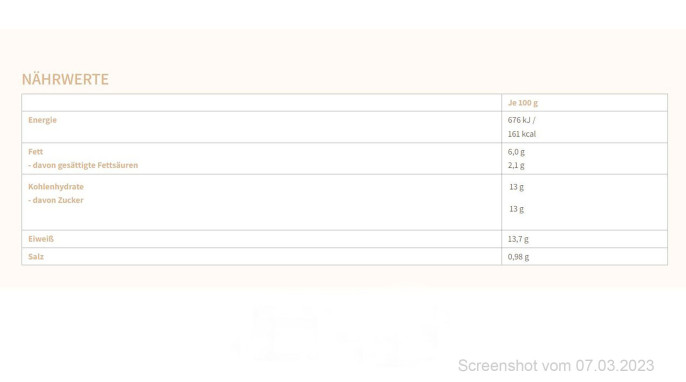 Nährwertangaben, bedrop.de, 07.03.2023