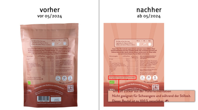 alt: Blue Farm Chai Oat Latte, bis 05/2024; neu: ab 05/2024, Herstellerfoto 