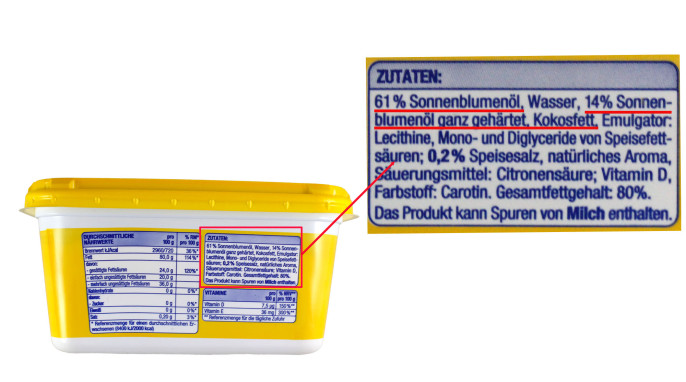 Zutaten, Edeka Gut & Günstig Sonnenblumen Margarine