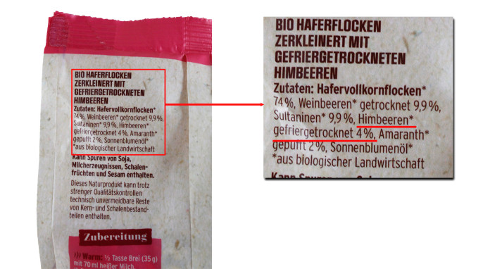 Zutaten, Rosengarten Himbeer Porridge