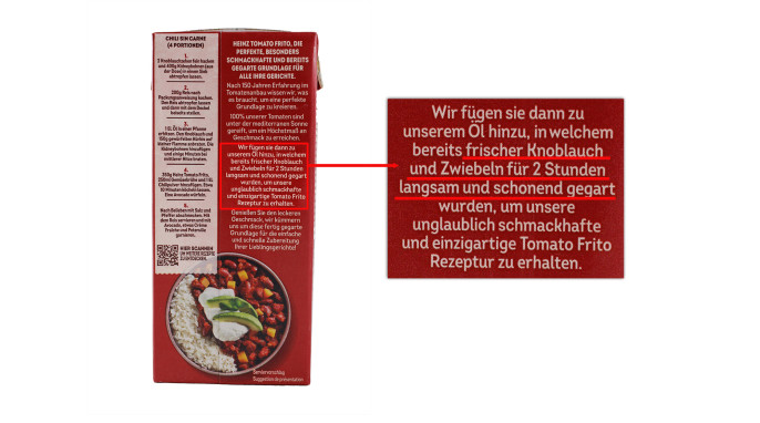 Herstellungsverfahren, Heinz Tomato Frito Original