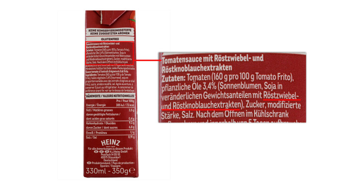 Zutaten, Heinz Tomato Frito Original