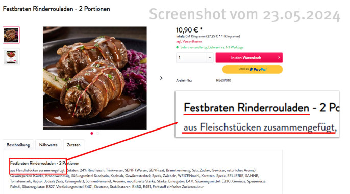 Zutaten, Richter, Rinderrouladen mit Sauce, shop-richter-erzgebirge.de, 23.05.2024